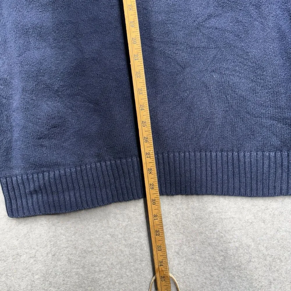 VTG Eddie Bauer Men's 1/4 Zip Mock Neck Pullover Sweater Blue Cotton Size L - Picture 7 of 7